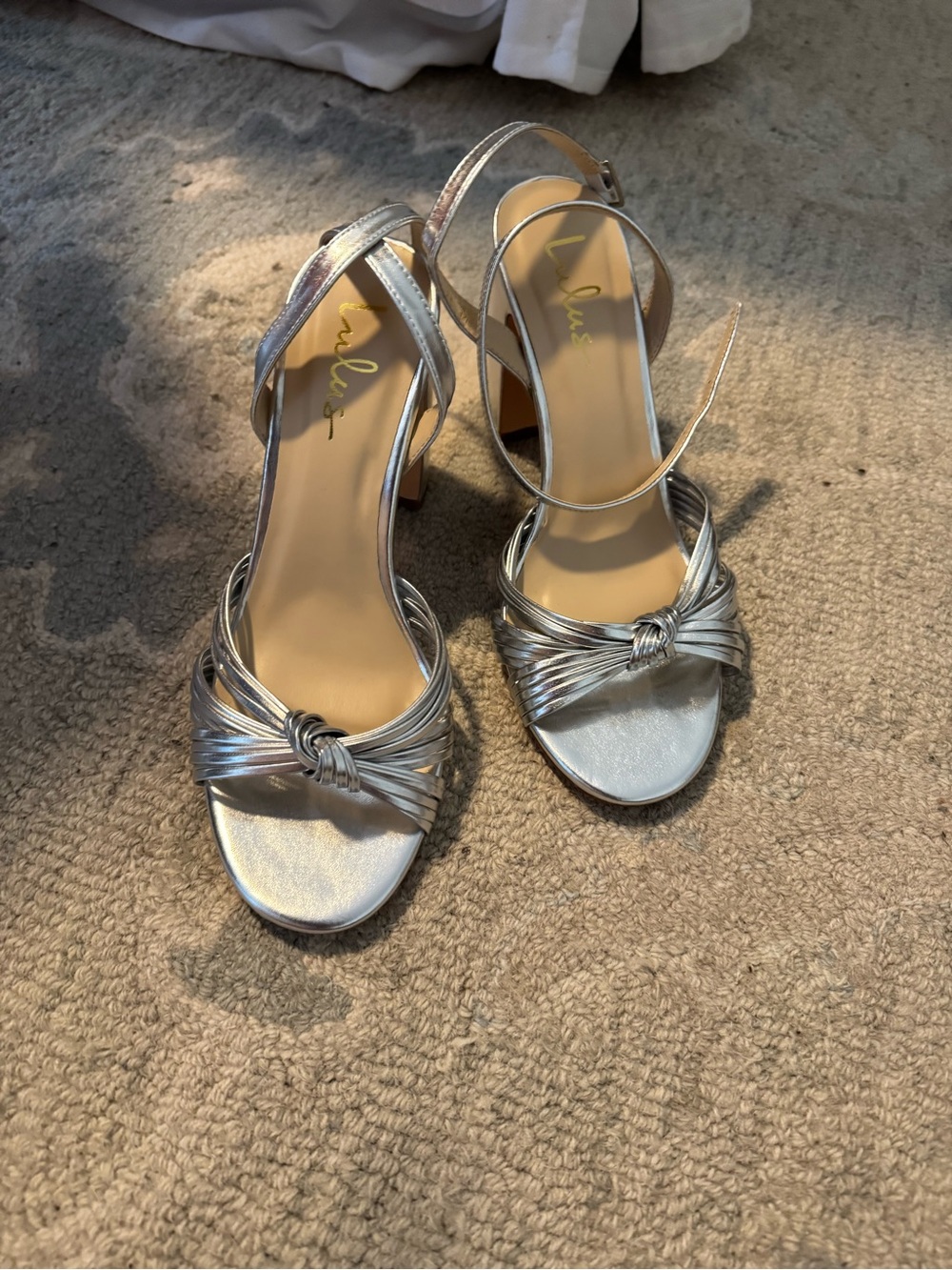 Silver Knot-Front Metallic Sandals